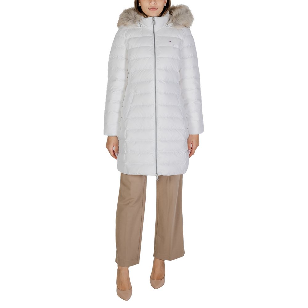 White Polyester Polyester Jackets & Coat