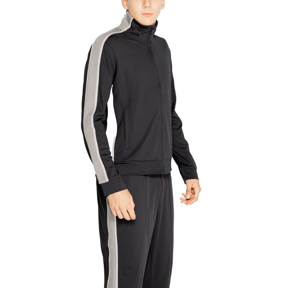 Schwarzer Polyester-Polyester-Pullover