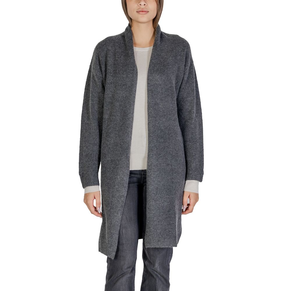 Graue Polyester-Strickjacke