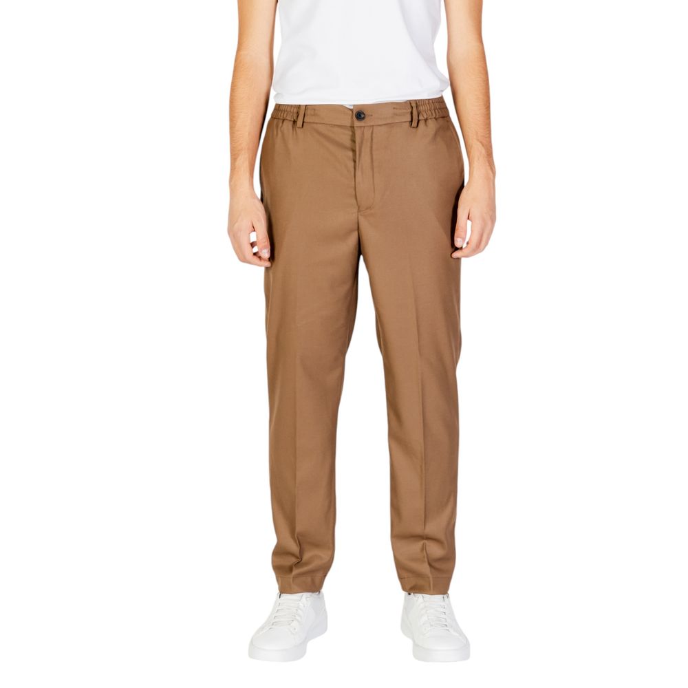 Beige Polyester Jeans &amp; Hose