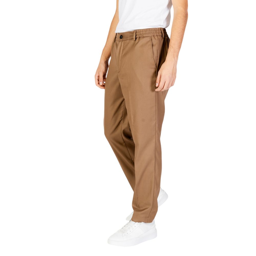 Beige Polyester Jeans &amp; Hose