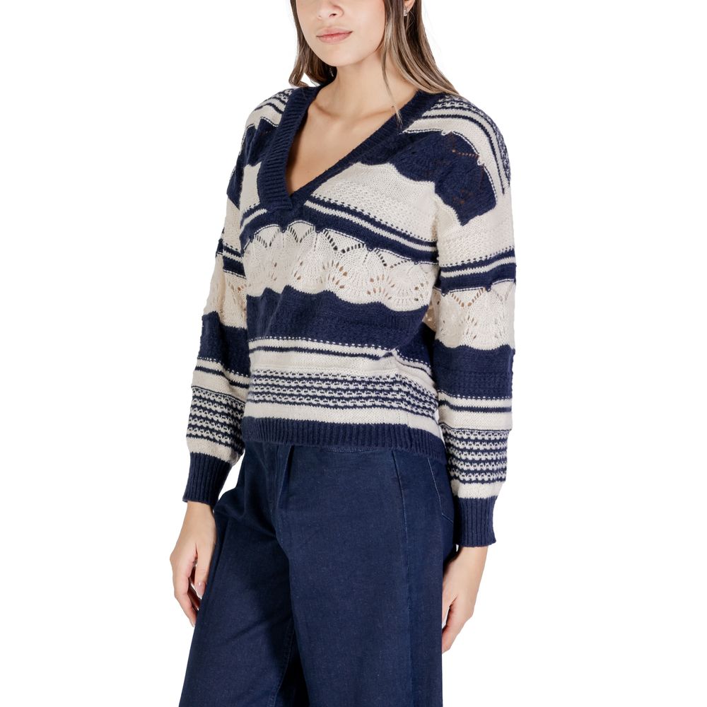 Blauer Polyester-Polyester-Pullover