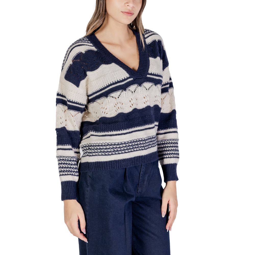 Blauer Polyester-Polyester-Pullover