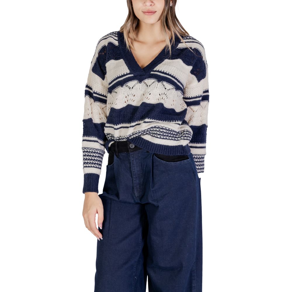 Blauer Polyester-Polyester-Pullover