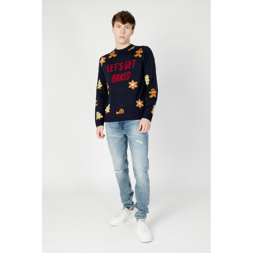 Blauer Acrylpullover