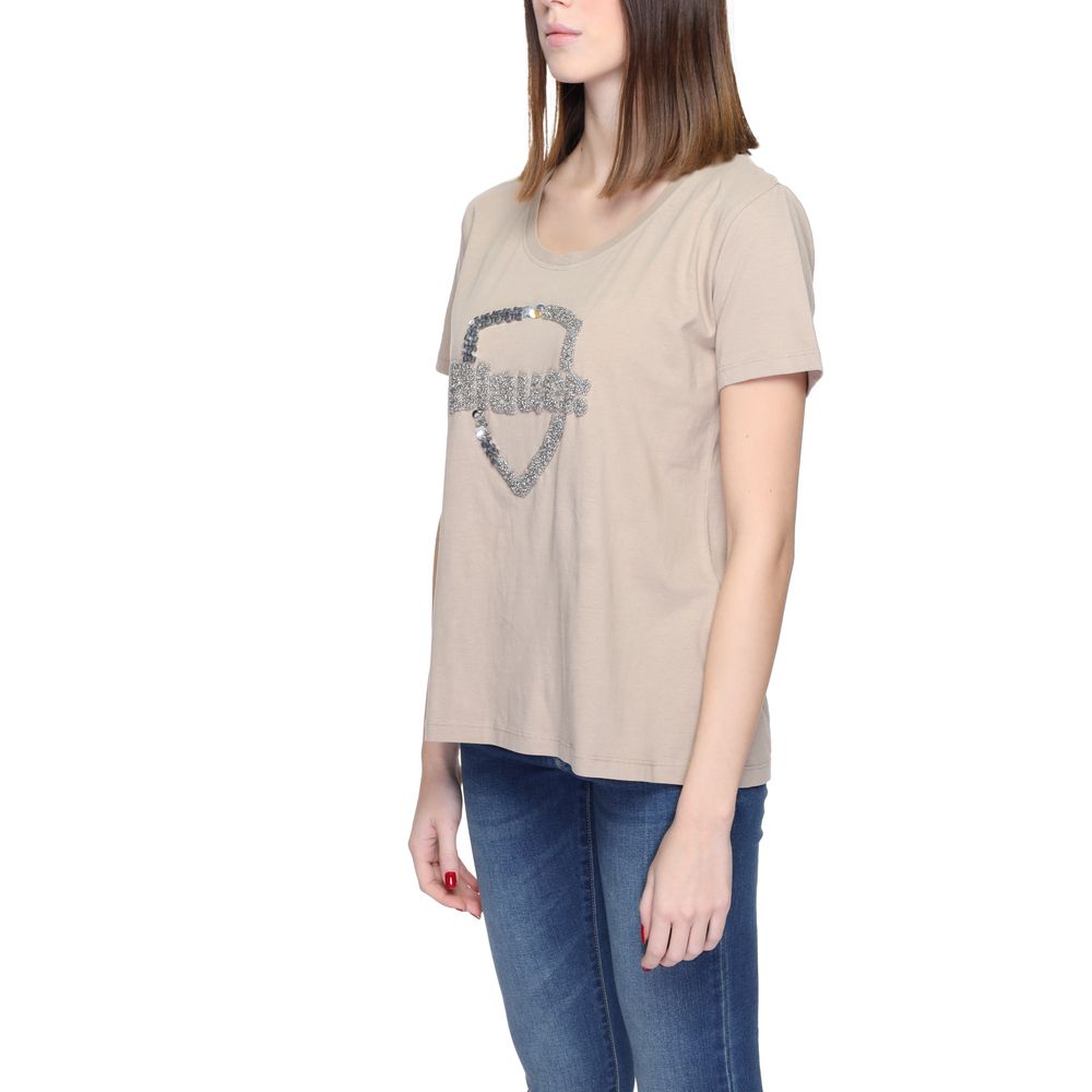 Beige Baumwolltops &amp; T-Shirts