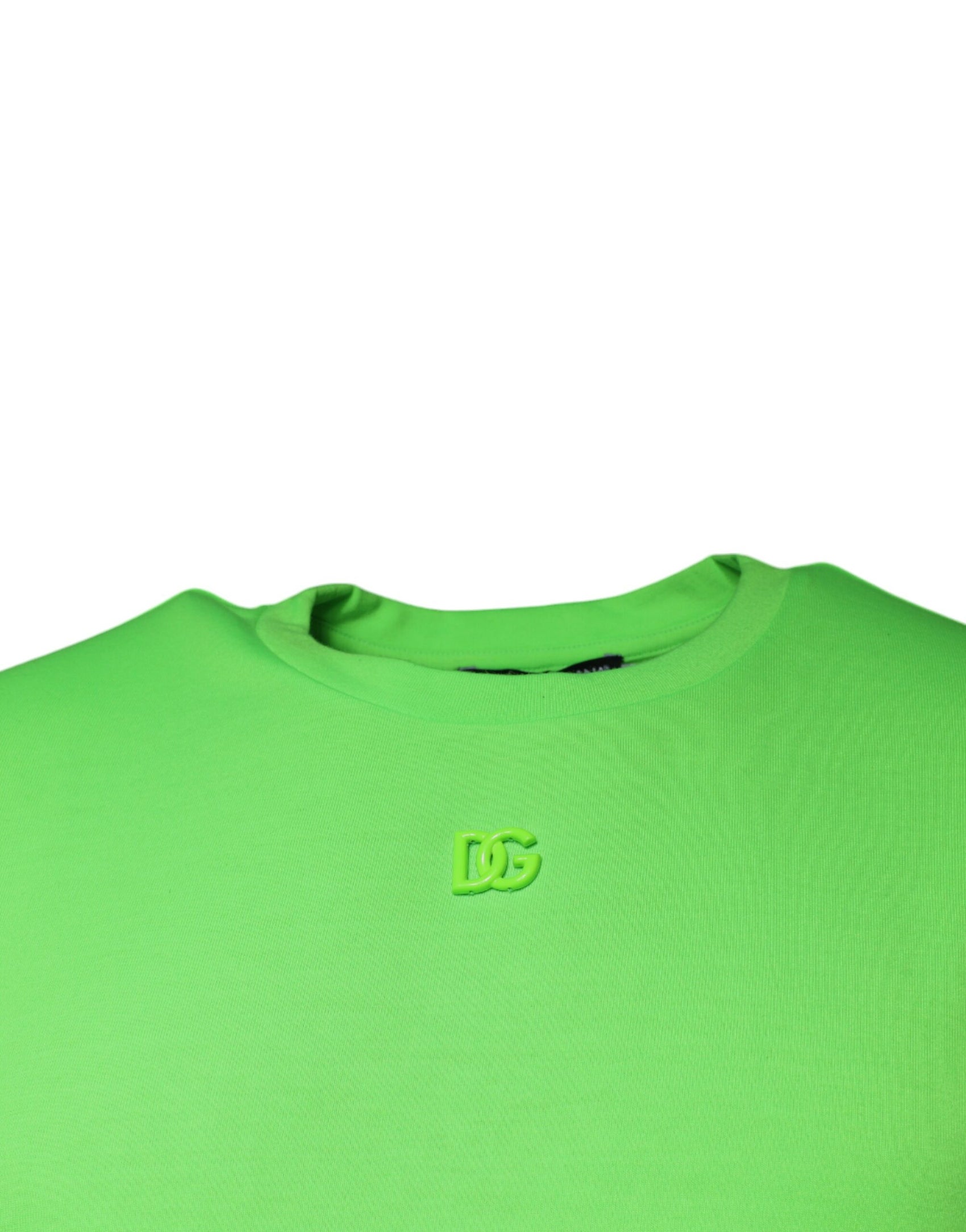 Grünes T-Shirt mit Rundhalsausschnitt und kurzen Ärmeln und Logo
