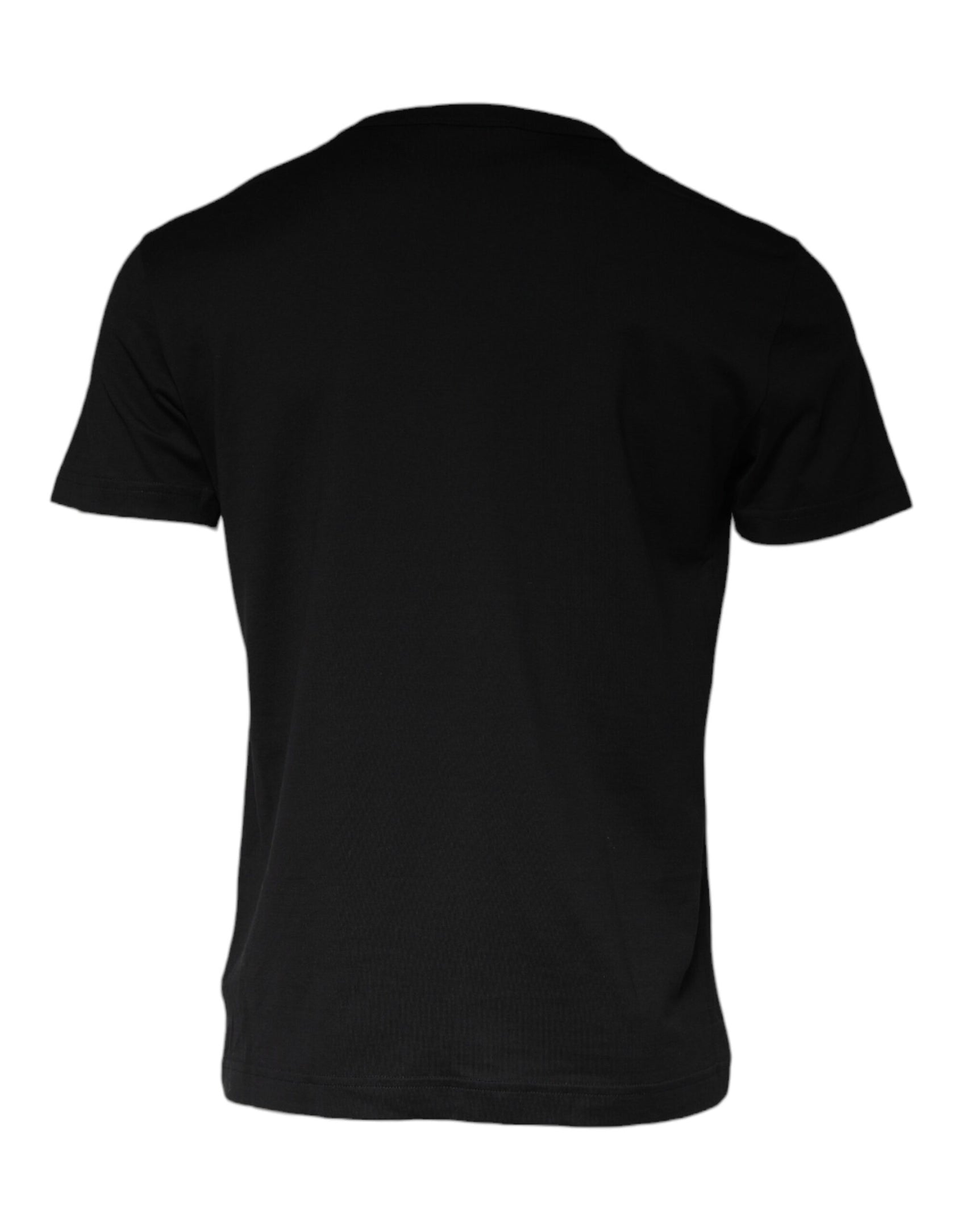 Schwarzes Baumwoll-T-Shirt mit Halskettenverzierung