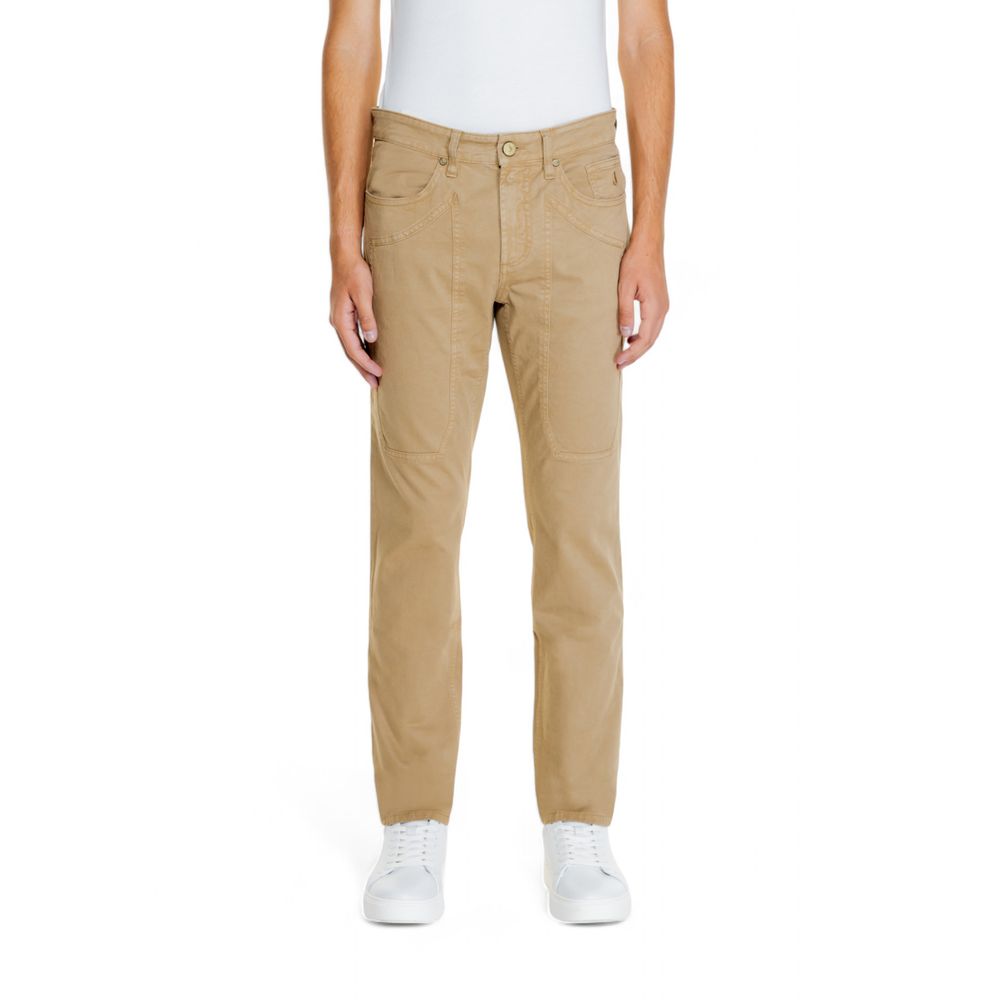 Beige Baumwolljeans und Hose