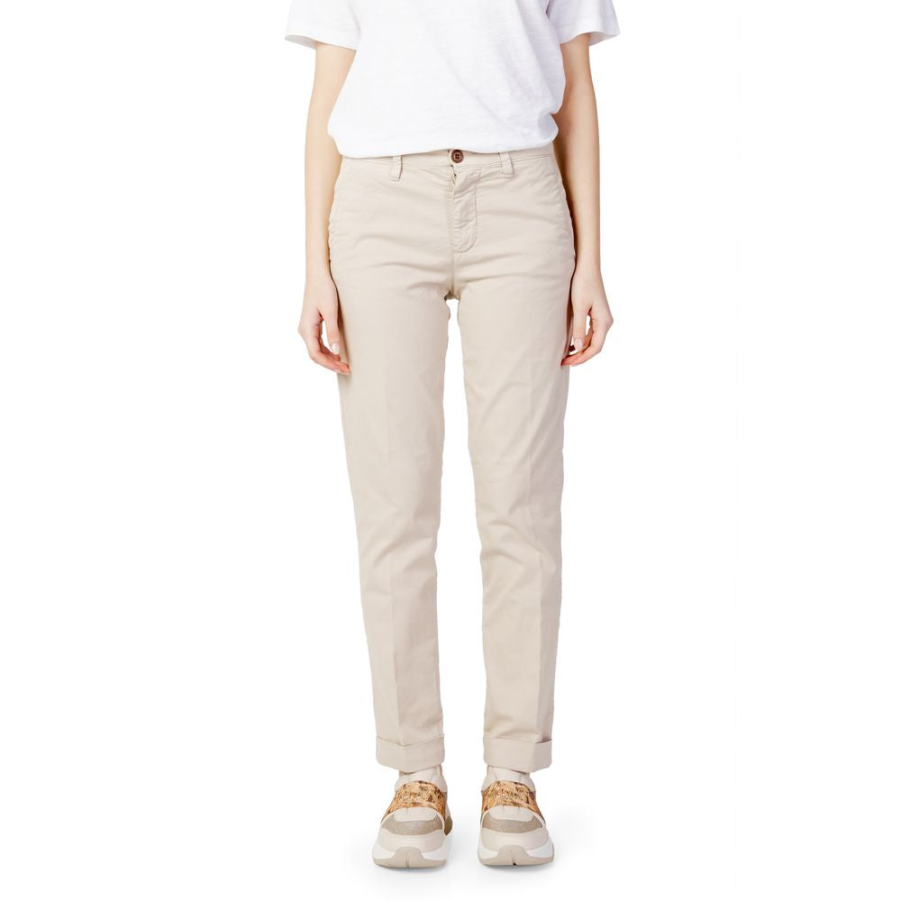 Beige Baumwolljeans und Hose