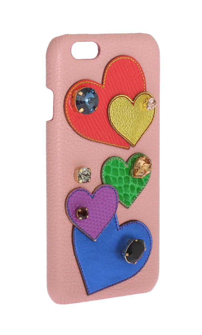 Custodia per iPhone in pelle rosa chic con cristalli