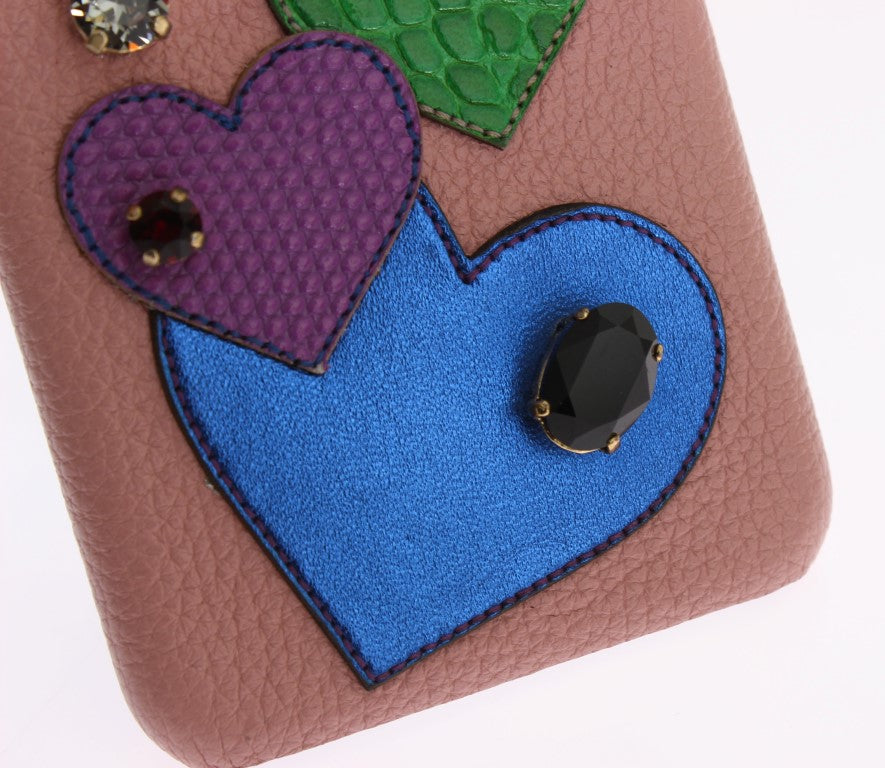 Custodia per iPhone in pelle rosa chic con cristalli