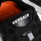 Versace Black Leather Neoprene Chunky Low Top Sneakers Squalo Shoes