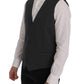 Elegant Gray Striped Waistcoat Vest