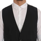 Elegant Striped Gray Waistcoat Vest