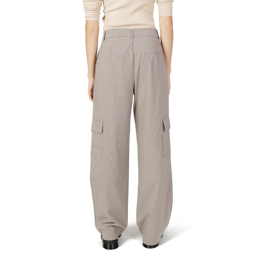Beige Polyester Jeans &amp; Hose
