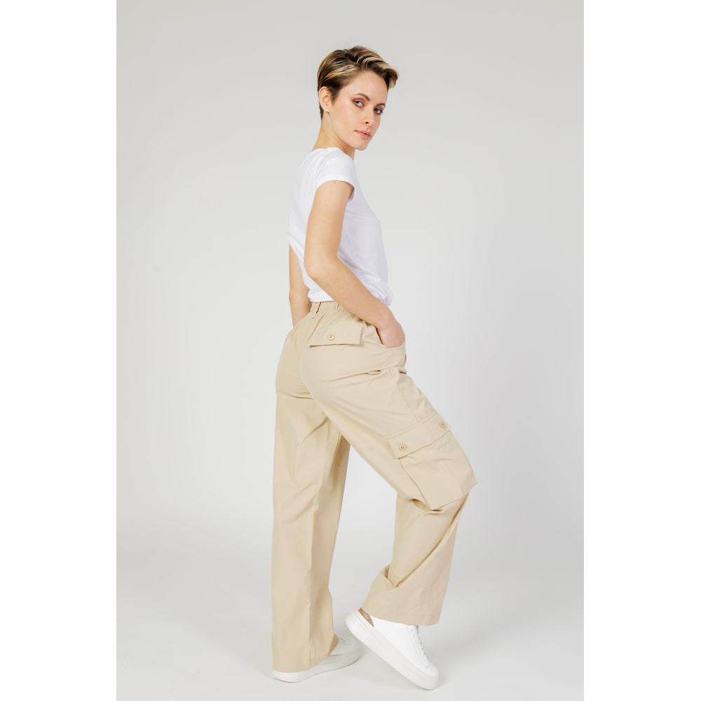 Beige Baumwolljeans und Hose