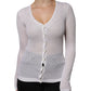 Maglione cardigan bianco in seta con bottoni