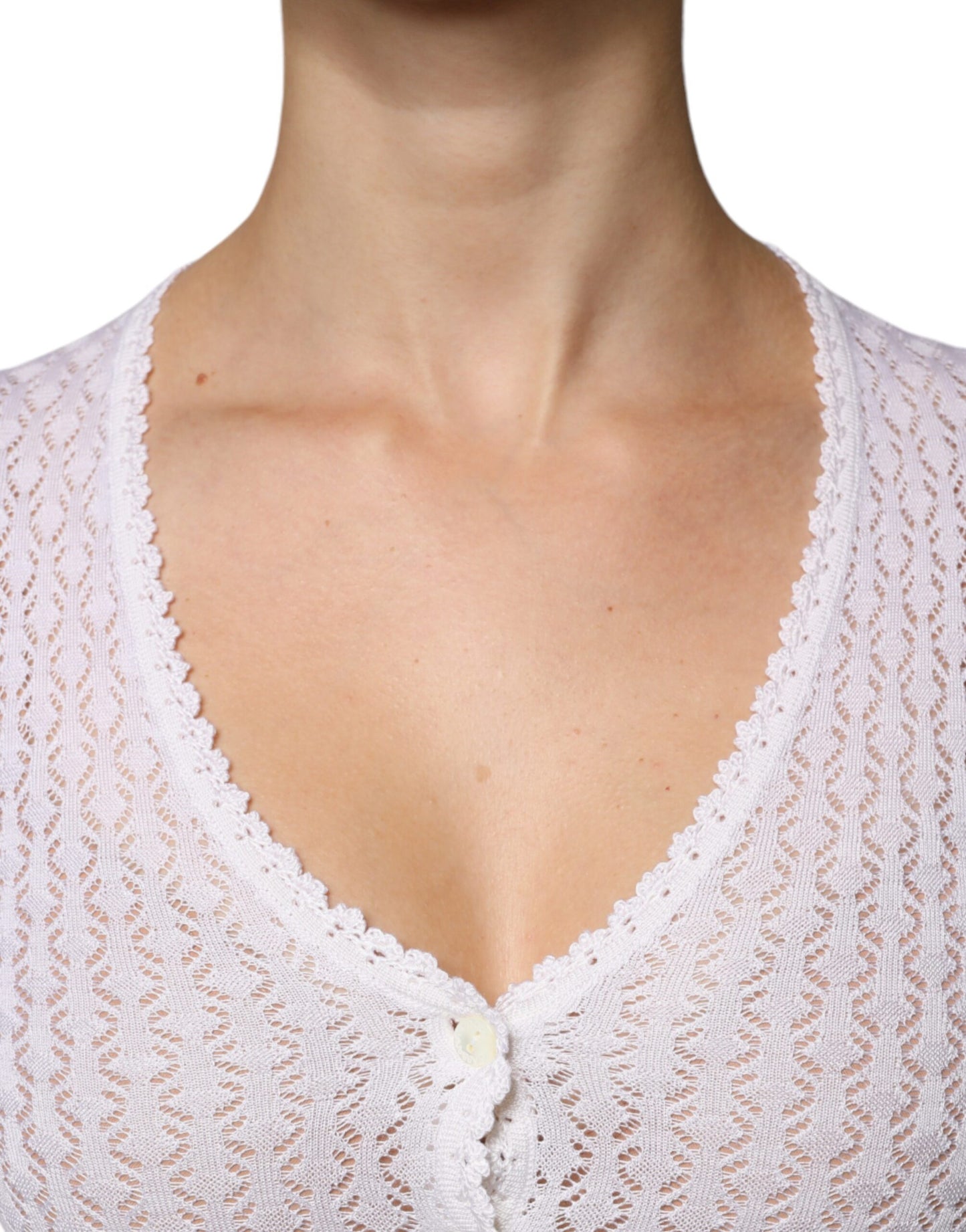 Maglione cardigan bianco in seta con bottoni