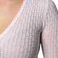 Maglione cardigan bianco in seta con bottoni