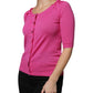 Maglione cardigan con bottoni in lana rosa