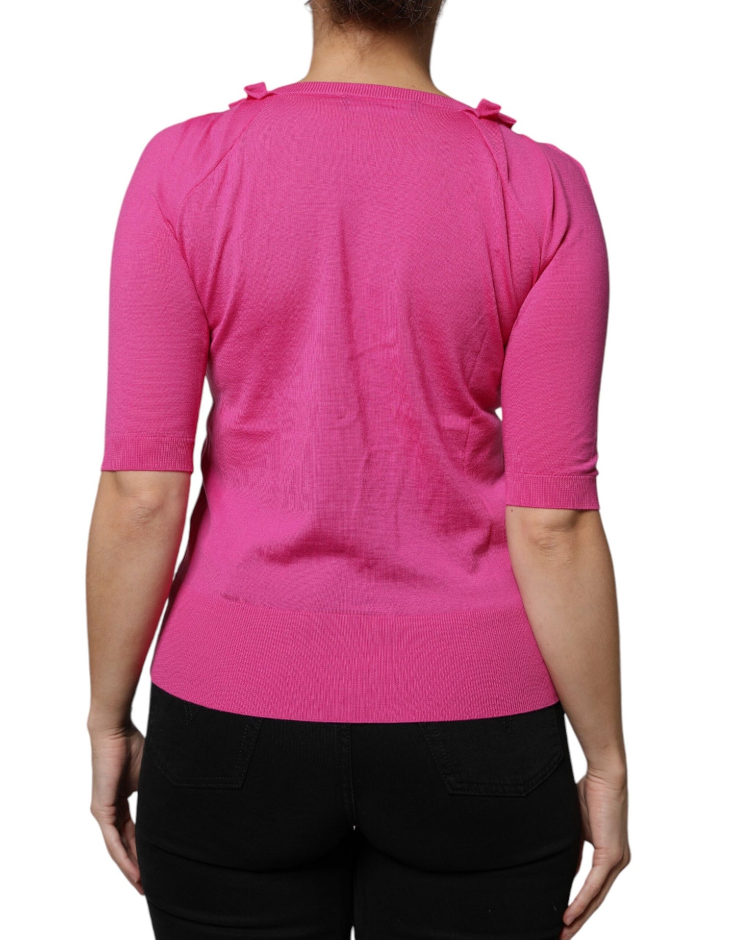 Maglione cardigan con bottoni in lana rosa