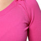 Maglione cardigan con bottoni in lana rosa