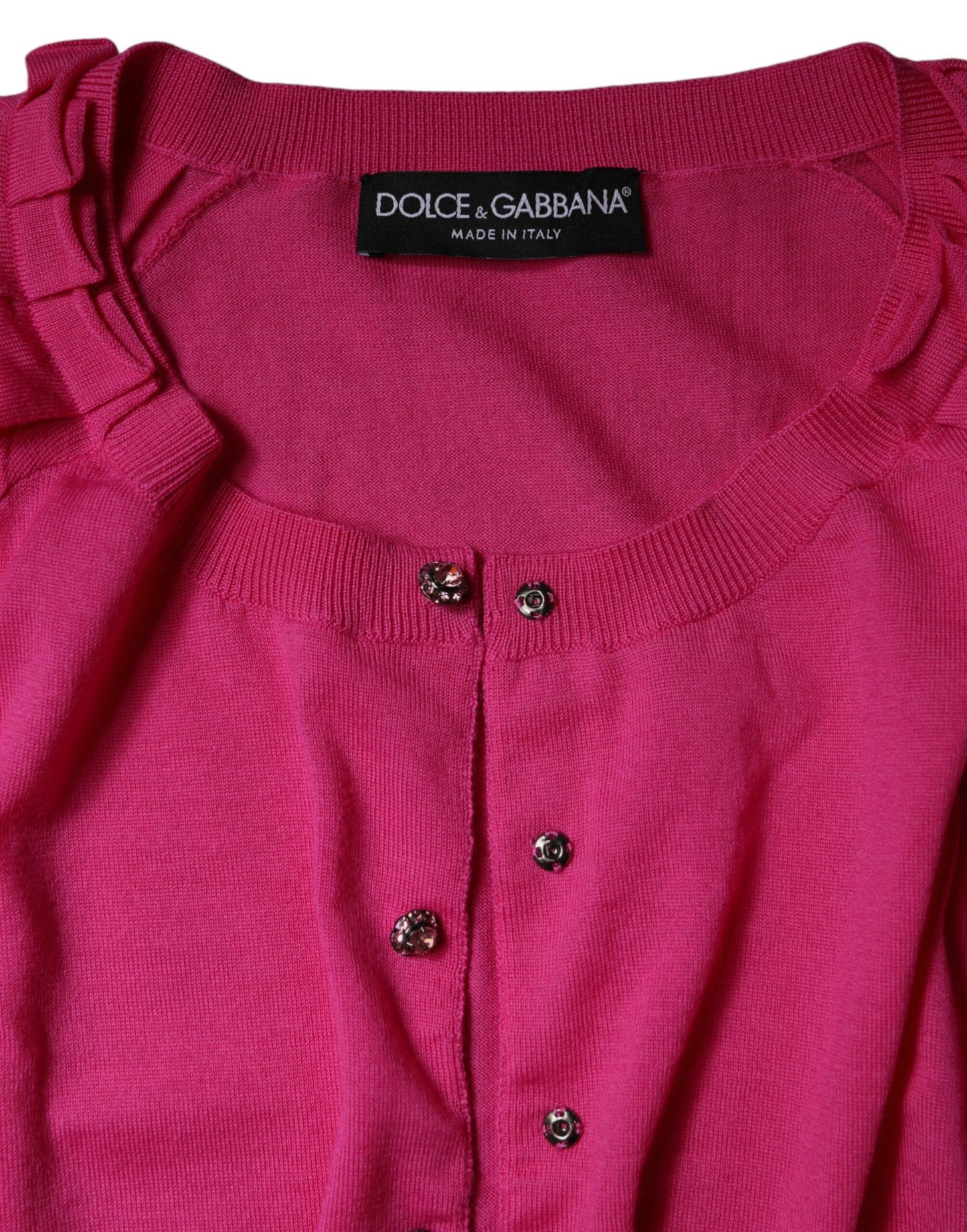 Maglione cardigan con bottoni in lana rosa