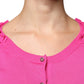 Maglione cardigan con bottoni in lana rosa
