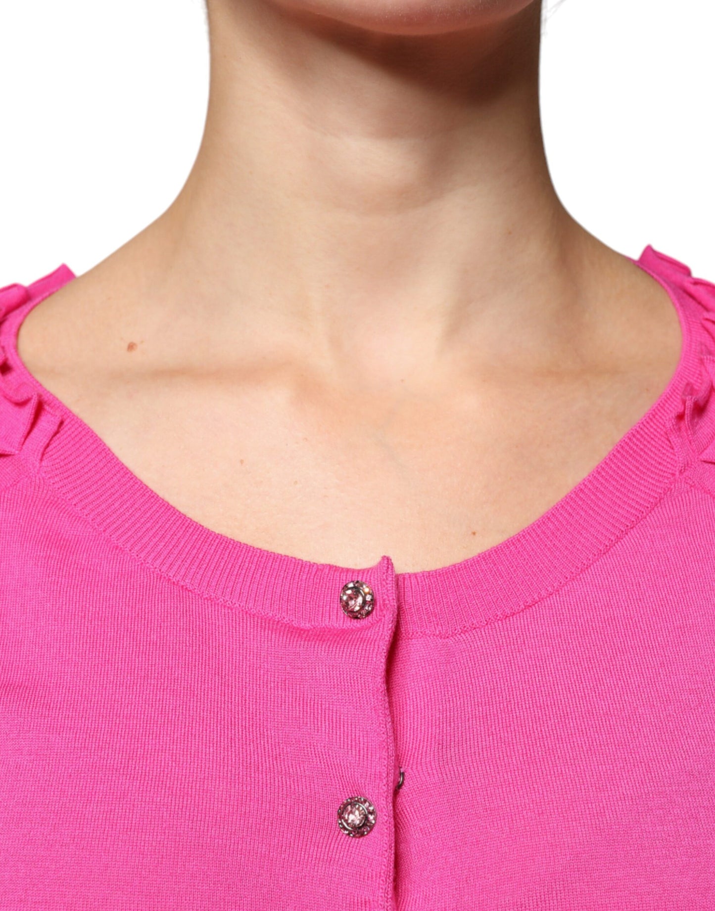 Maglione cardigan con bottoni in lana rosa