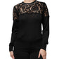 Top in pizzo floreale nero in seta