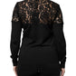 Top in pizzo floreale nero in seta