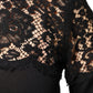 Top in pizzo floreale nero in seta