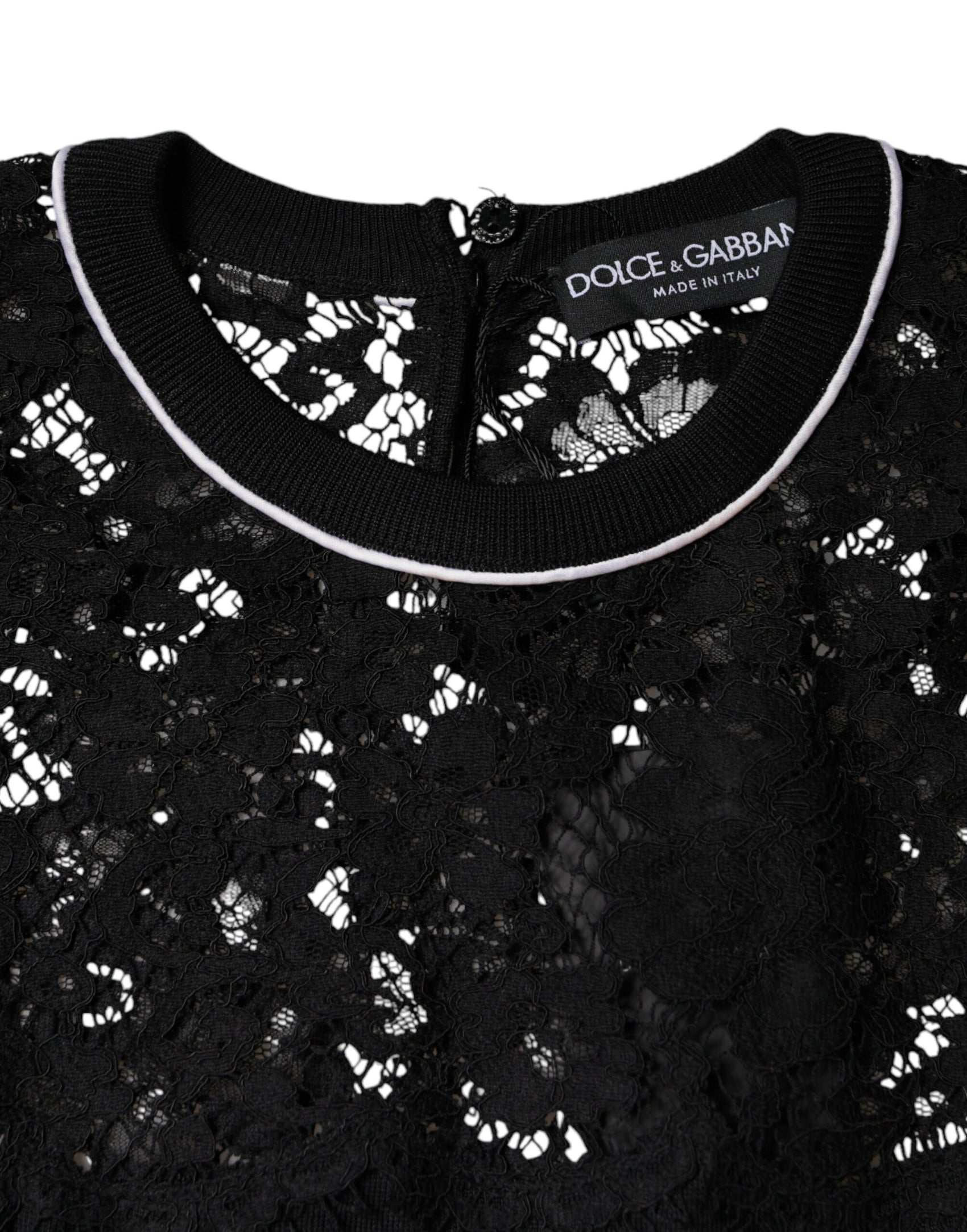 Top in pizzo floreale nero in seta