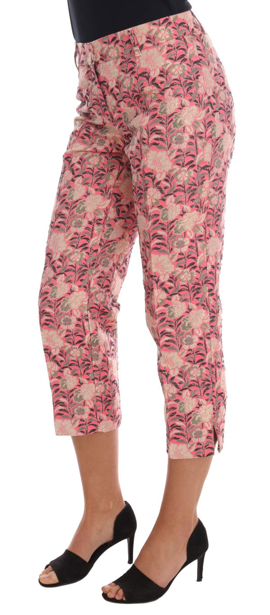 Pantaloni eleganti in broccato floreale