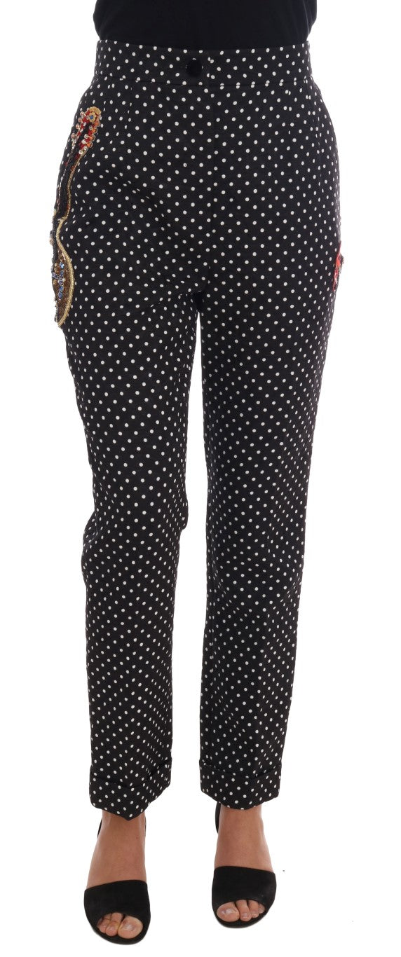 Pantaloni eleganti con pois decorati