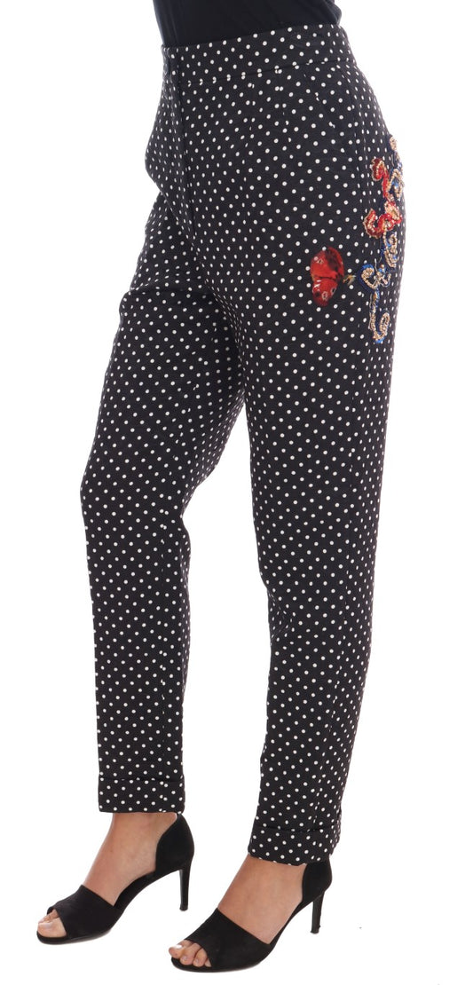 Pantaloni eleganti con pois decorati