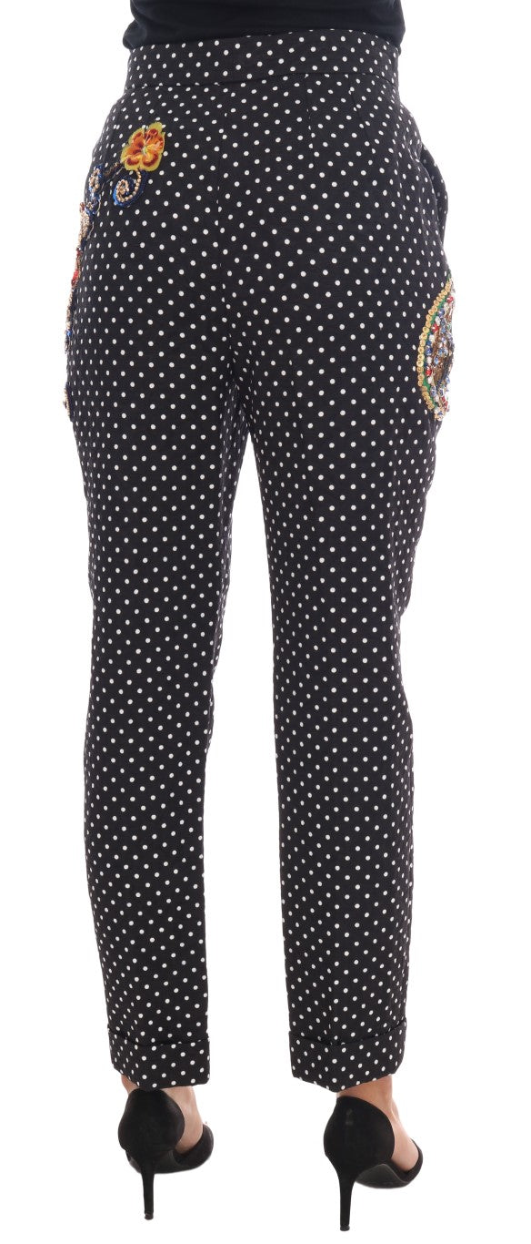 Pantaloni eleganti con pois decorati