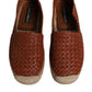 Maroon Woven Leather Men Espadrille Shoes