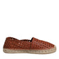 Maroon Woven Leather Men Espadrille Shoes