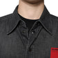 Schwarzes Button-Down-Jeanshemd aus Baumwolle mit Logo