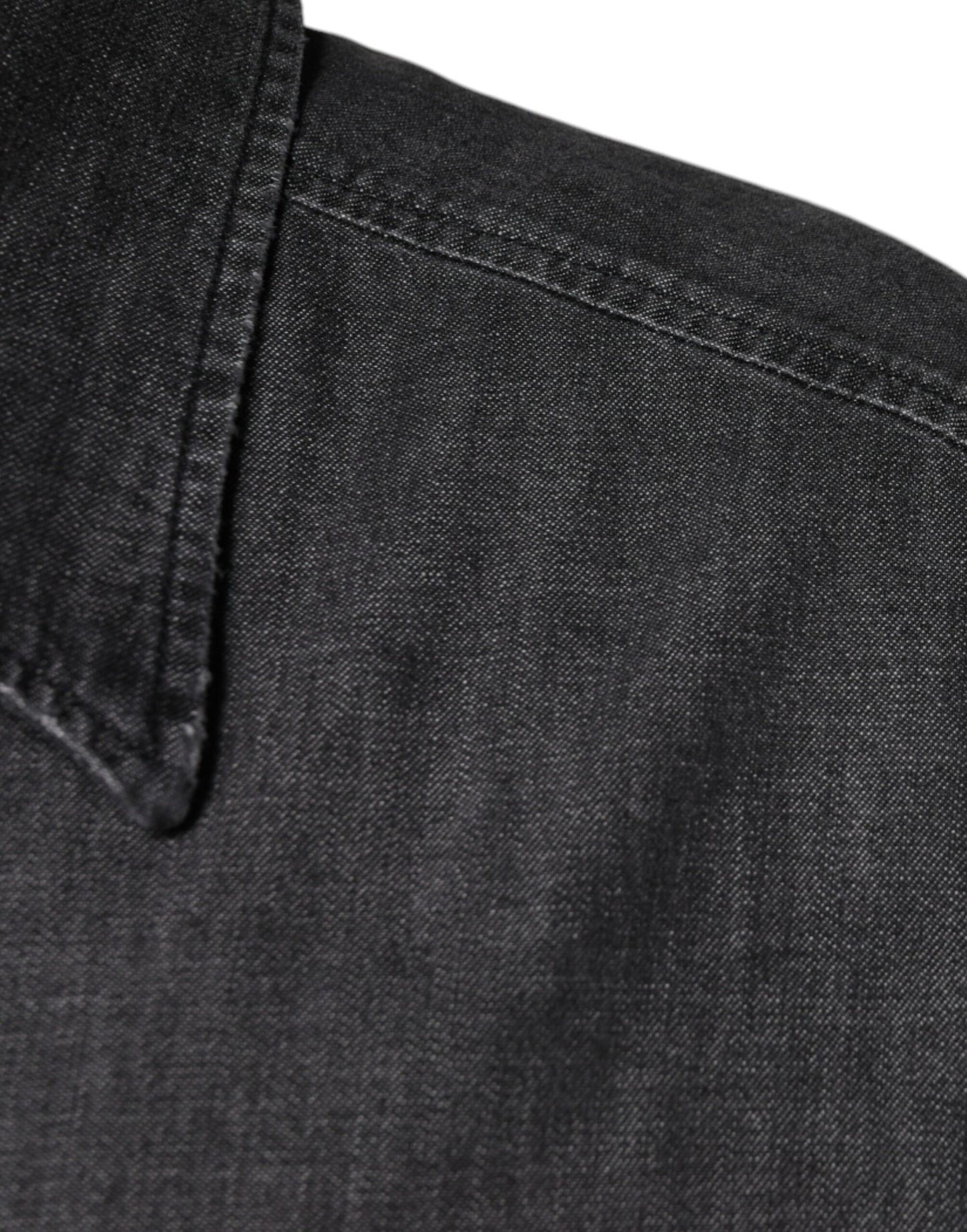 Schwarzes Button-Down-Jeanshemd aus Baumwolle mit Logo