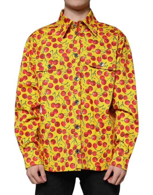 Gelbes Cherry Button Down Herren Freizeithemd