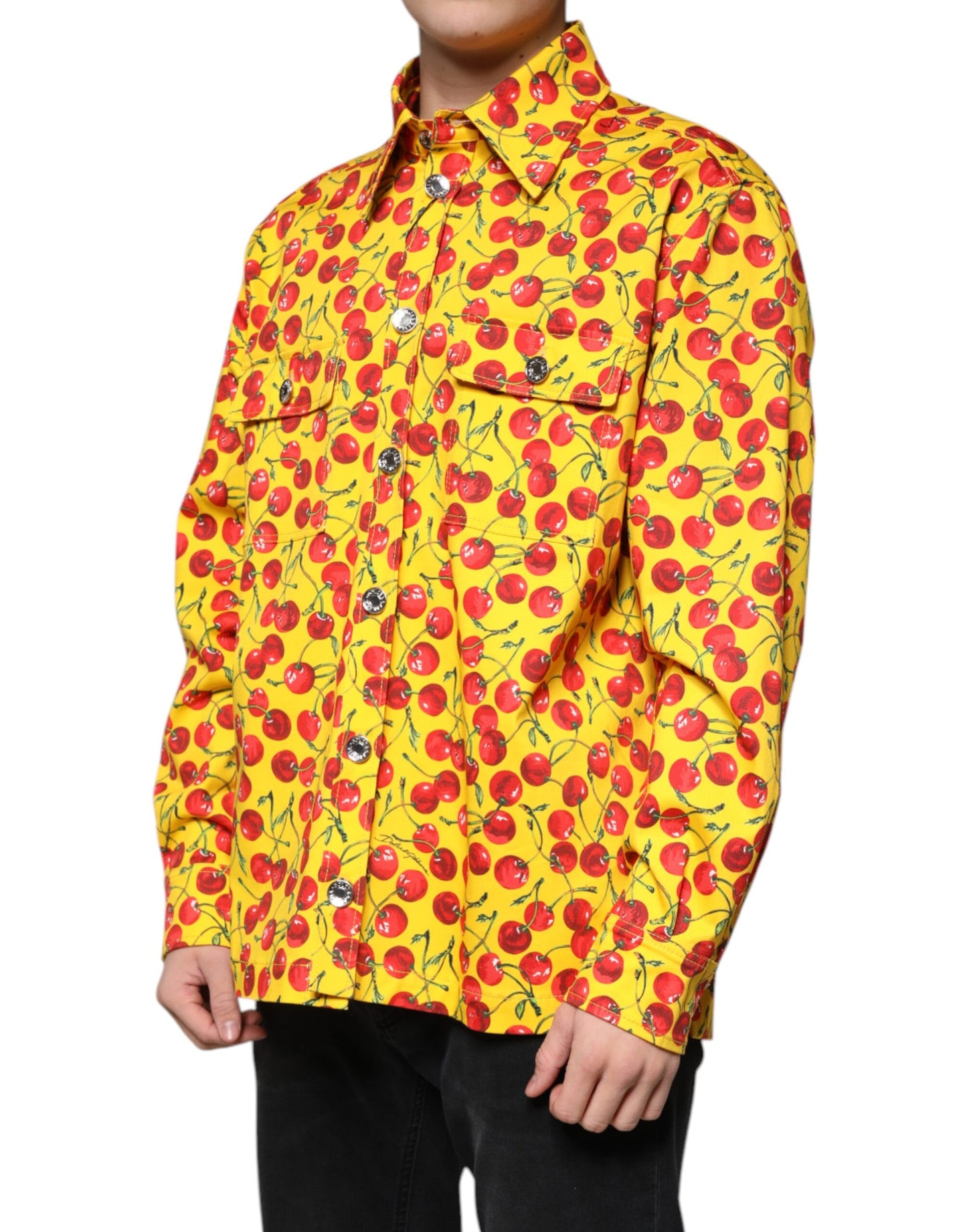 Gelbes Cherry Button Down Herren Freizeithemd
