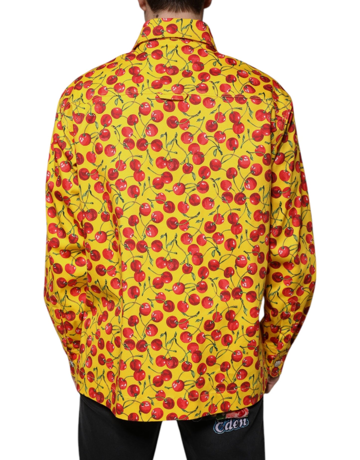 Gelbes Cherry Button Down Herren Freizeithemd