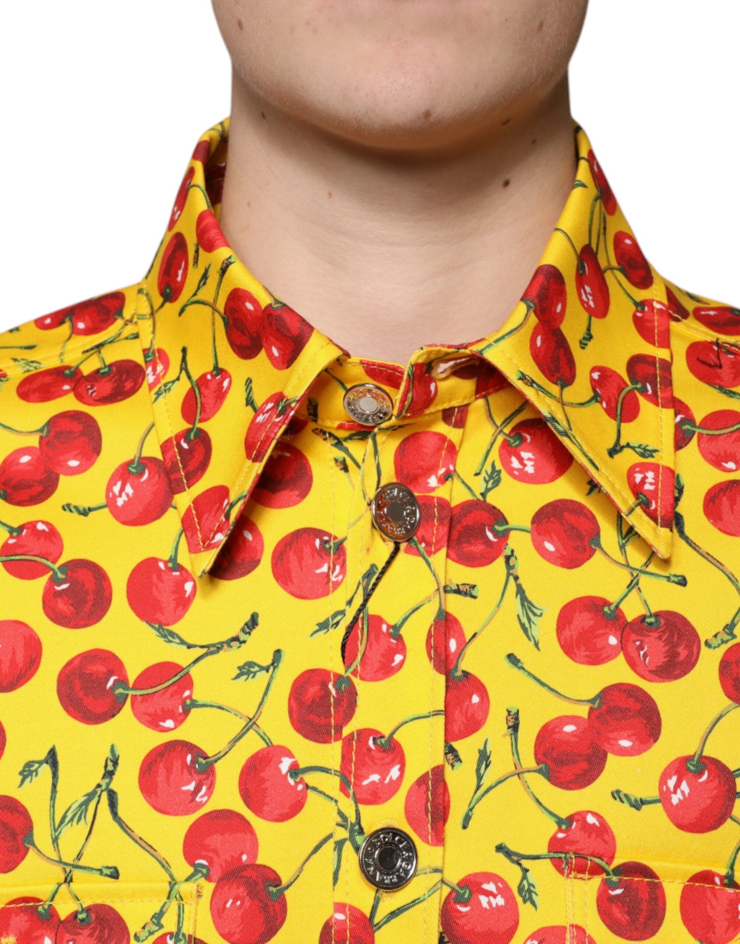 Gelbes Cherry Button Down Herren Freizeithemd