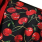 Schwarzes, kirschrotes Seidenhemd mit Button-Down-Kragen