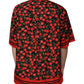 Camicia casual con bottoni in cotone color ciliegia nera