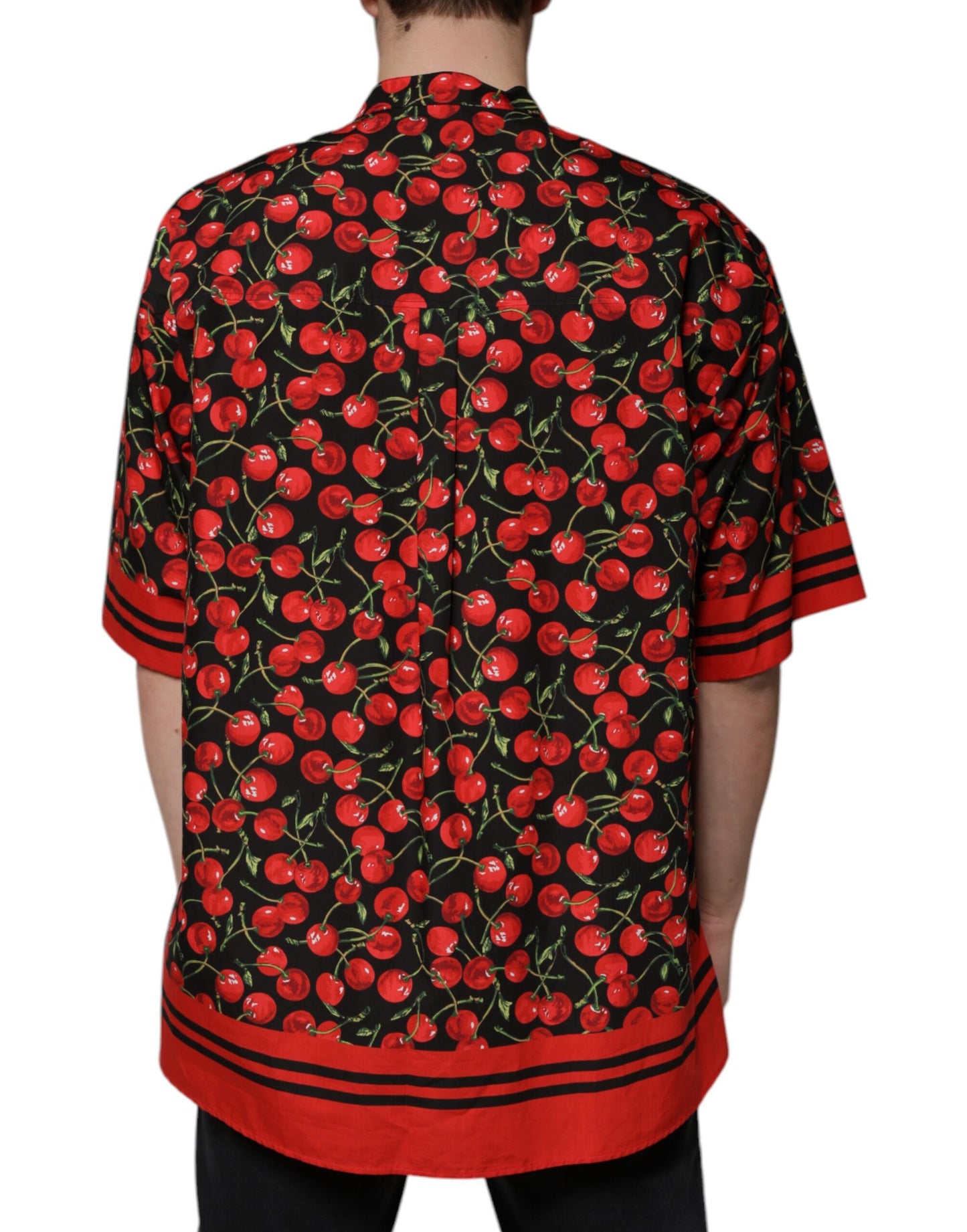 Camicia casual con bottoni in cotone color ciliegia nera