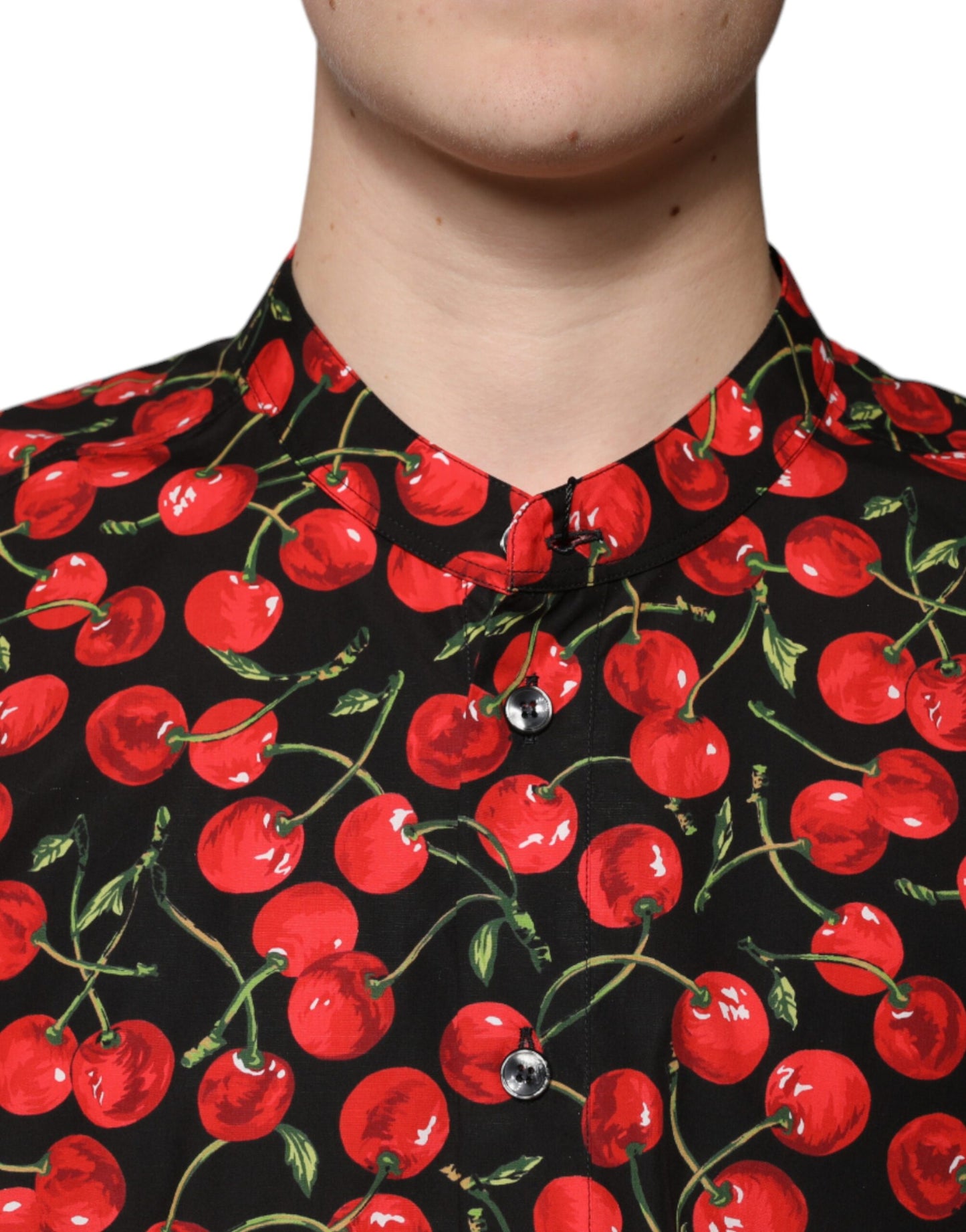 Camicia casual con bottoni in cotone color ciliegia nera